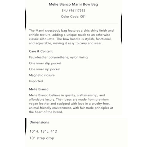 NWT-Anthropologie Melie Bianco Marni Bow Bag - Black - Picture 4 of 4